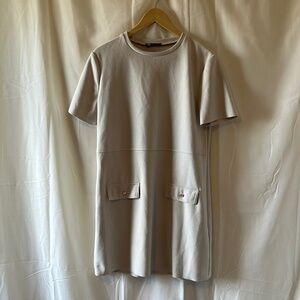 Zara Cream Short Sleeve Dress a217